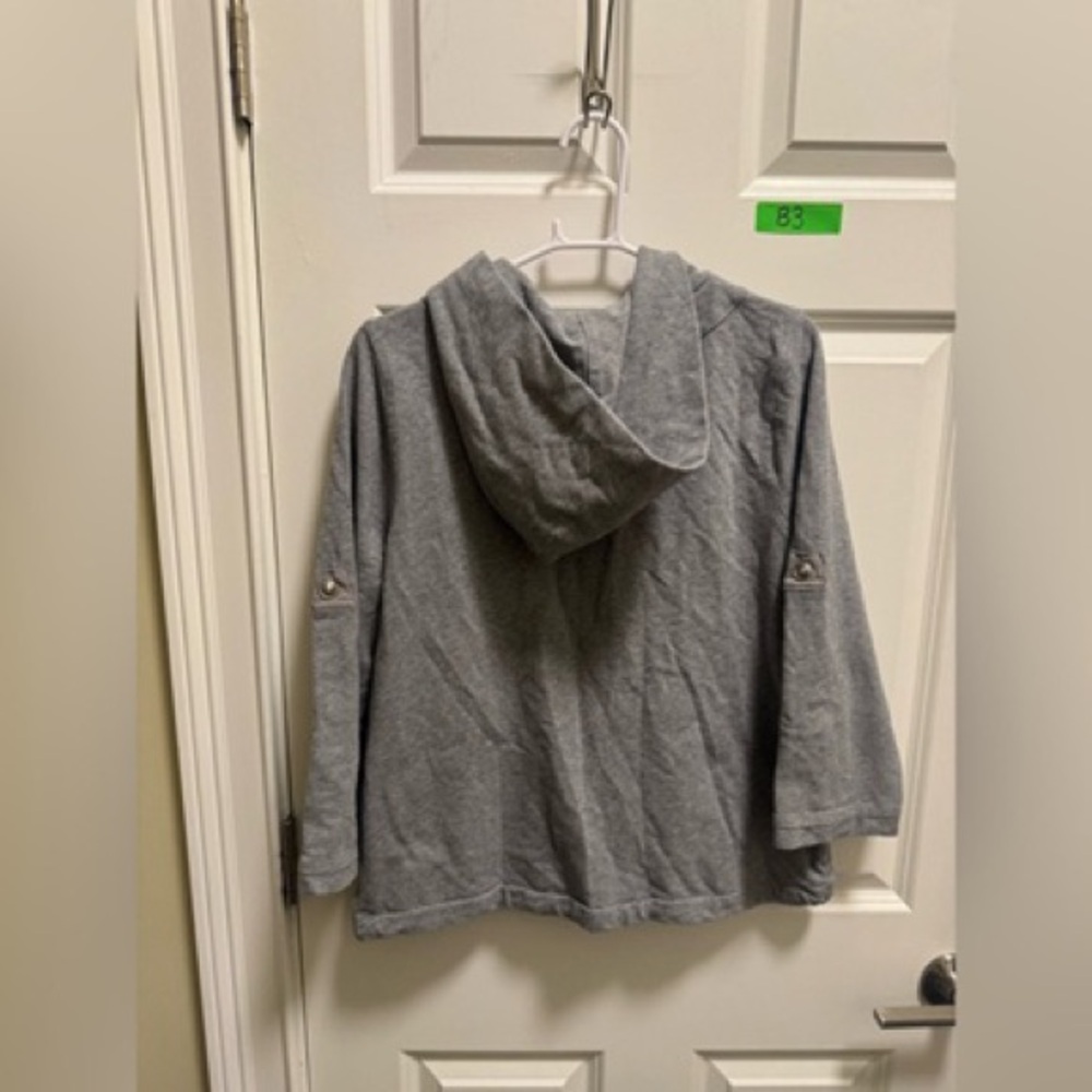 Gray Hooded Button-Up Jacket - image 2